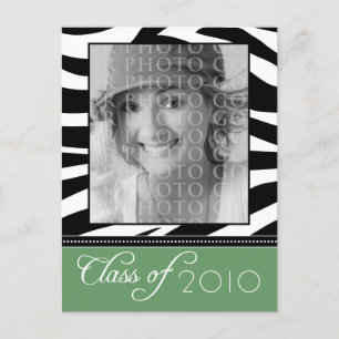 Invitation Carte Postale Funky Zebra You-Pick-YOUR-Color Graduation Invitat