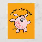 Invitation Carte Postale Funny 5 Dessin Illustration Pig Année 2019 PostC (Devant)