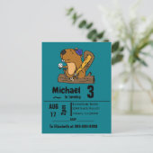 Invitation Carte Postale Funny Beaver Jouer Baseball Anniversaire (Debout devant)