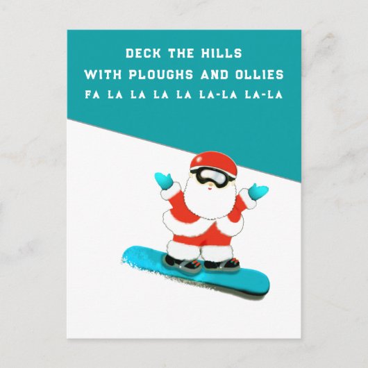 Invitation Carte Postale Funny Christmas Ski Holiday (Devant)