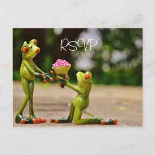 Invitation Carte Postale Funny Frogs Wedding RSVP avec photo