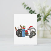 Invitation Carte Postale Funny Père Noël Weighlifting Dumbbells Gym Noël (Debout devant)