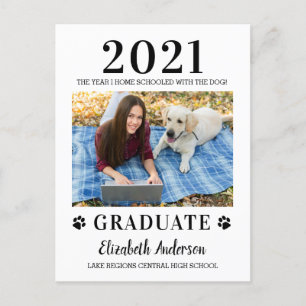 Invitation Carte Postale Funny Photo Accueil École Classe Chien 2021 Gradua