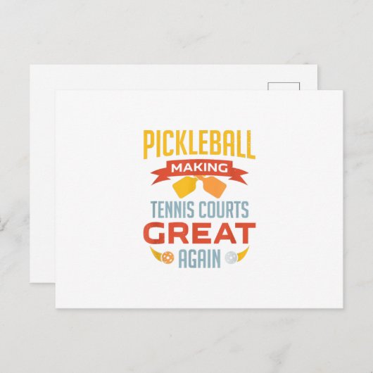 Invitation Carte Postale funny pickleball making courts (Devant / Derrière)