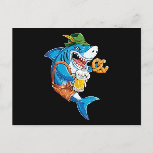Invitation Carte Postale Funny Shark Drink (Devant)