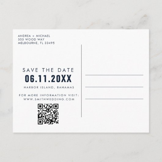 Invitation Carte Postale Funny Two Photo QR Code Mariage Enregistrer la dat (Dos)