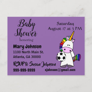 Invitation Carte Postale Funny Unicorne Jouer Baby shower de football