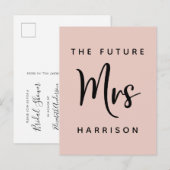 Invitation Carte Postale Futur Mme Blush Fête des mariées rose (Devant / Derrière)