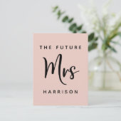 Invitation Carte Postale Futur Mme Blush Fête des mariées rose (Debout devant)