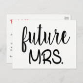 Invitation Carte Postale Future Mme Fête des mariées Black White Mariage (Devant / Derrière)