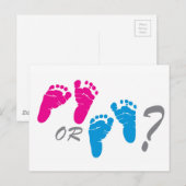 Invitation Carte Postale garçon ou fille ? le genre révèle une fête ? (Devant / Derrière)