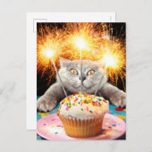 Invitation Carte Postale Gâteau Cupcake avec Étoile de Feu d'Artifice (Devant / Derrière)