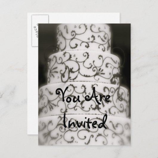 Invitation Carte Postale Gâteau de Mariage Élégant (Devant / Derrière)
