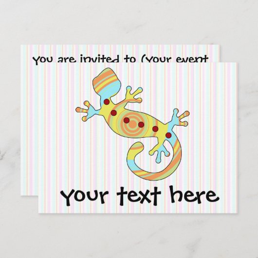 Invitation Carte Postale Gecko Lizard coloré (Devant / Derrière)