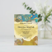 Invitation Carte Postale Geode faux or bleu cristal aquarelle chic (Debout devant)