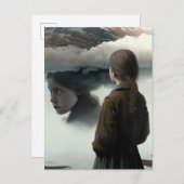 Invitation Carte Postale Girl with clouds (Devant / Derrière)