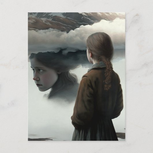 Invitation Carte Postale Girl with clouds (Devant)