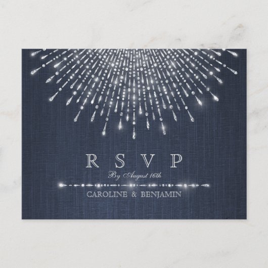 Invitation Carte Postale Glam argent parties scintillant déco mariage vinta (Devant)