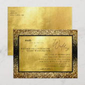Invitation Carte Postale Glam Gold & Black Budget Mariage (Devant / Derrière)