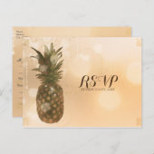 Invitation Carte Postale Glam Golden Ananas Elegant Mariage RSVP (Devant / Derrière)