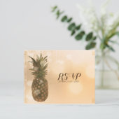 Invitation Carte Postale Glam Golden Ananas Elegant Mariage RSVP (Debout devant)