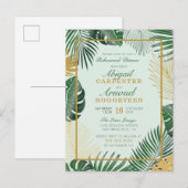 Invitation Carte Postale Glam Green Feuilles tropicaux Dîner de répétition  (Devant / Derrière)