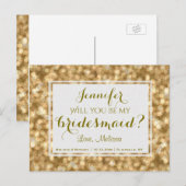 Invitation Carte Postale Glam Or | Serez-Vous Ma Femme D'Accueil ? (Devant / Derrière)