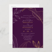 Invitation Carte Postale Glam Purple Bureaux Delicate Souper de répétition  (Devant / Derrière)