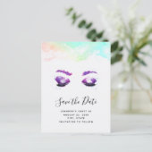 Invitation Carte Postale Glam Purple Eyes & Brows Aquarelle Enregistrer la  (Debout devant)