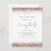 Invitation Carte Postale Glam Rose Gold Parties scintillant Mariage Soirée (Devant / Derrière)