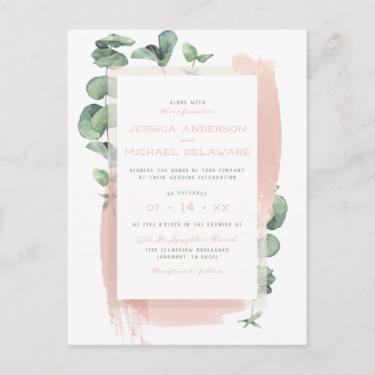 Invitation Carte Postale Glam Sage Green Branches peintes Mariage spécial (Devant)