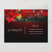 Invitation Carte Postale Glam Witch Casquette Lacy Black & Red Sparkle Part (Dos)