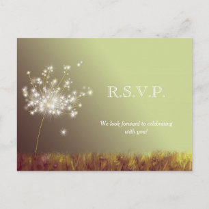 Invitation Carte Postale Glittery Meadow Dandelions Mariage RSVP