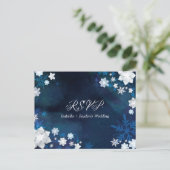 Invitation Carte Postale Glitzy Floral Winter Wonderland Wedding RSVP (Debout devant)