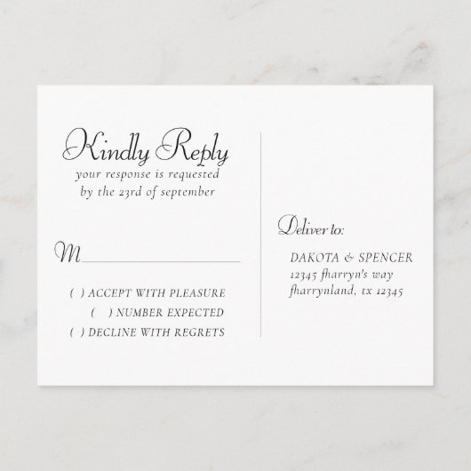 Invitation Carte Postale Glitzy Foil | Golden Bronze Faux Glam RSVP (Dos)