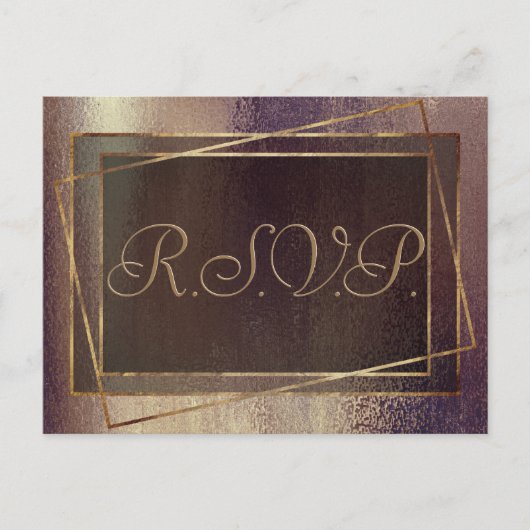 Invitation Carte Postale Glitzy Foil | Golden Bronze Faux Glam RSVP (Devant)