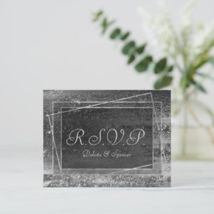 Invitation Carte Postale Glitzy Foil   Platine Argent Faux Chrome RSVP