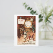 Invitation Carte Postale Gnomes s'amarrant autour d'une horloge (Debout devant)