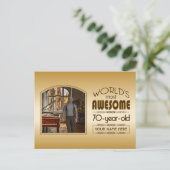 Invitation Carte Postale Gold 70th Birthday Meilleur cadre photo personnali (Debout devant)