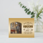 Invitation Carte Postale Gold 75th Birthday Meilleur cadre photo personnali (Debout devant)
