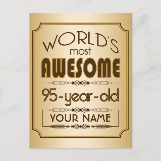 Invitation Carte Postale Gold 95th Birthday Celebration World Meilleur Fabu (Devant)