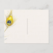 Invitation Carte Postale Gold Autumn Peacock Feather Wedding RSVP (Dos)