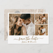 Invitation Carte Postale Gold Calligraphy Photo Enregistrer La Date Invitat (Devant / Derrière)