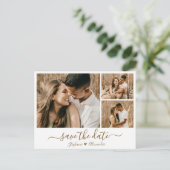 Invitation Carte Postale Gold Calligraphy Photo Enregistrer La Date Invitat (Debout devant)