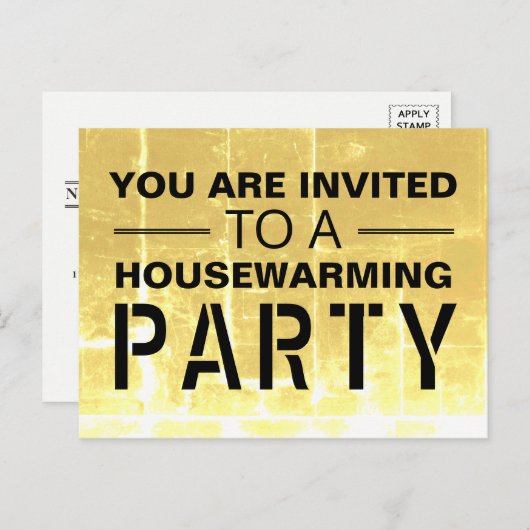 Invitation Carte Postale Gold Club Poster Houseéchauffement Party Invitatio (Devant / Derrière)