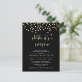 Invitation Carte Postale Gold Confetti Surprise fête d'anniversaire (Debout devant)