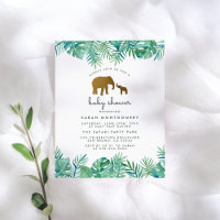 Gold Elephant & Tropical Feuille Jungle Baby showe