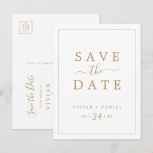 Invitation Carte Postale Gold minimaliste Enregistrer la date