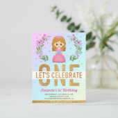 Invitation Carte Postale Gold Parties scintillant mignonne rose princesse 1 (Debout devant)