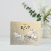 Invitation Carte Postale Gold Royal Princess Storybook Carriage RSVP (Debout devant)